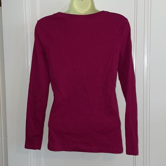 New Directions Weekend magenta long sleeved cotton knit T-shirt - Picture 4 of 6